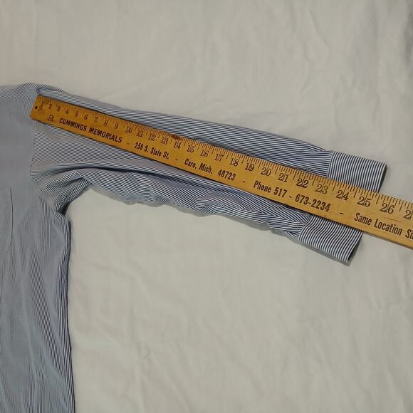 Brooks Brothers 17-35 CLASSIC blue/white cotton stripe LS button down shirt - Picture 10 of 12